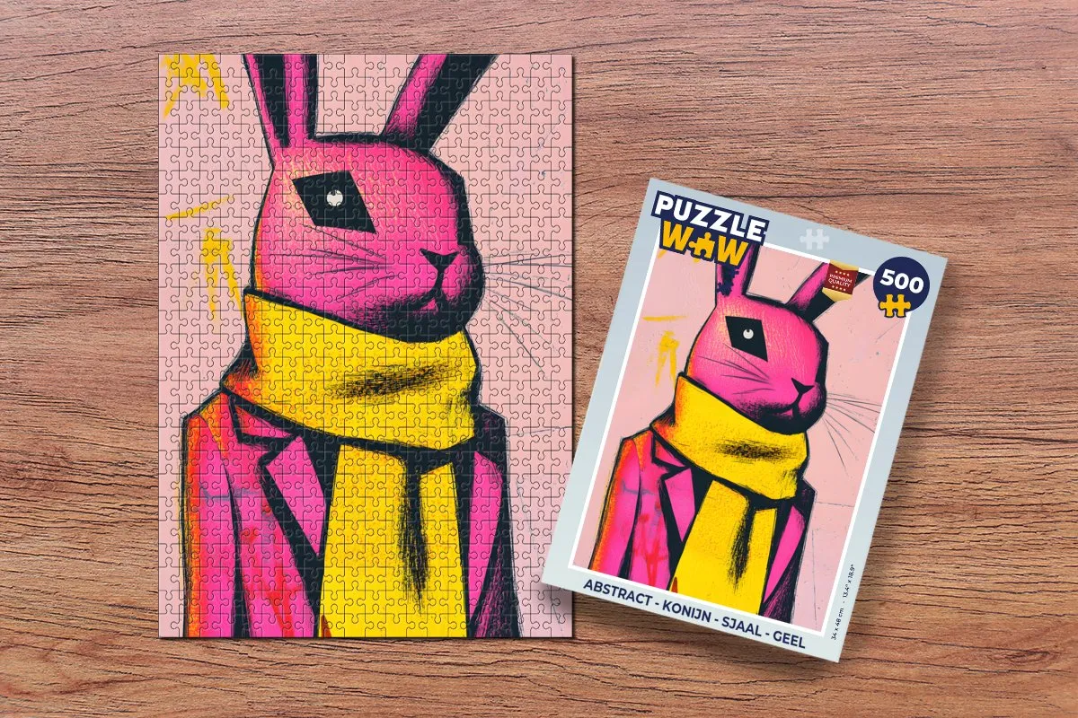 PuzzleWow Abstract Konijn Sjaal Legpuzzel 500 Stuks - Geel