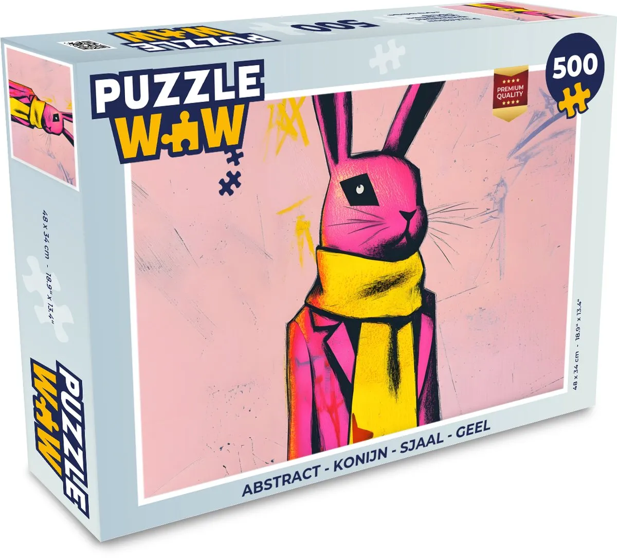 PuzzleWow Abstract Konijn Sjaal Legpuzzel 500 Stuks - Geel