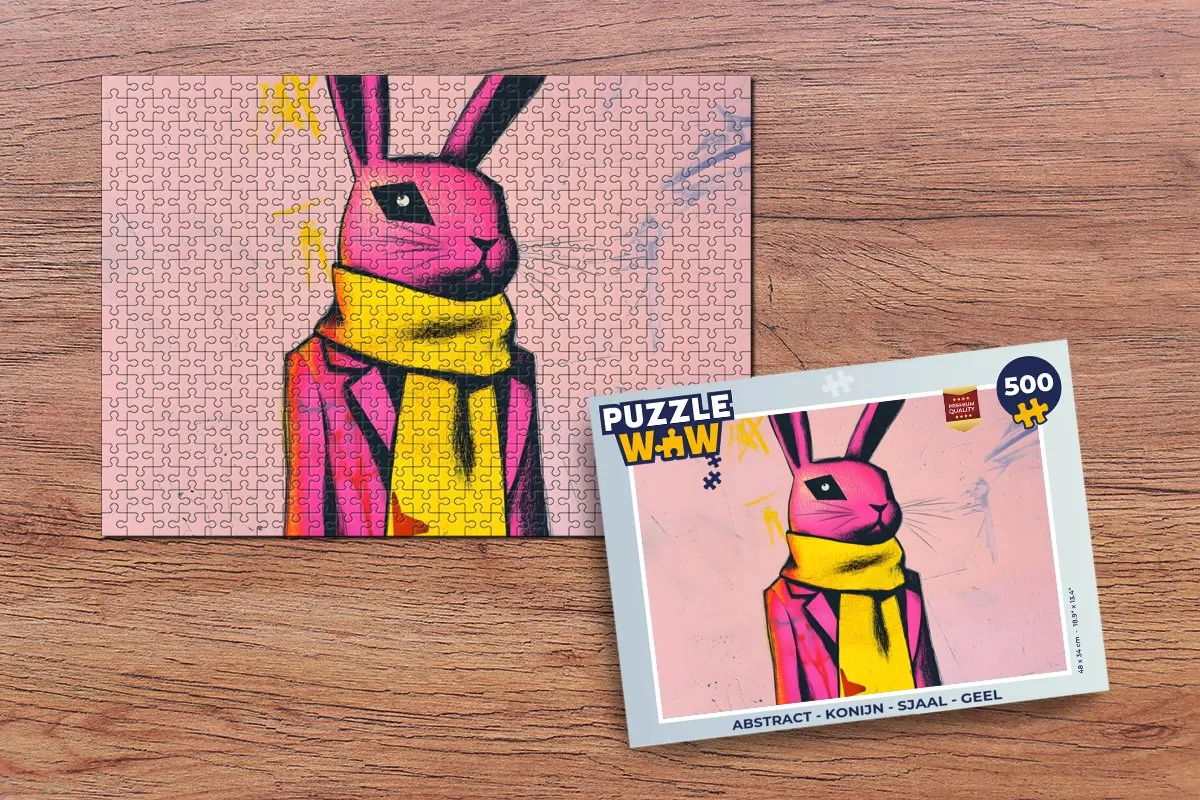 PuzzleWow Abstract Konijn Sjaal Legpuzzel 500 Stuks - Geel