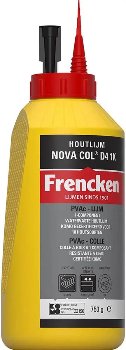 Frencken Houtlijm Novacol D4 1K 750ml - afbeelding 2 van 2
