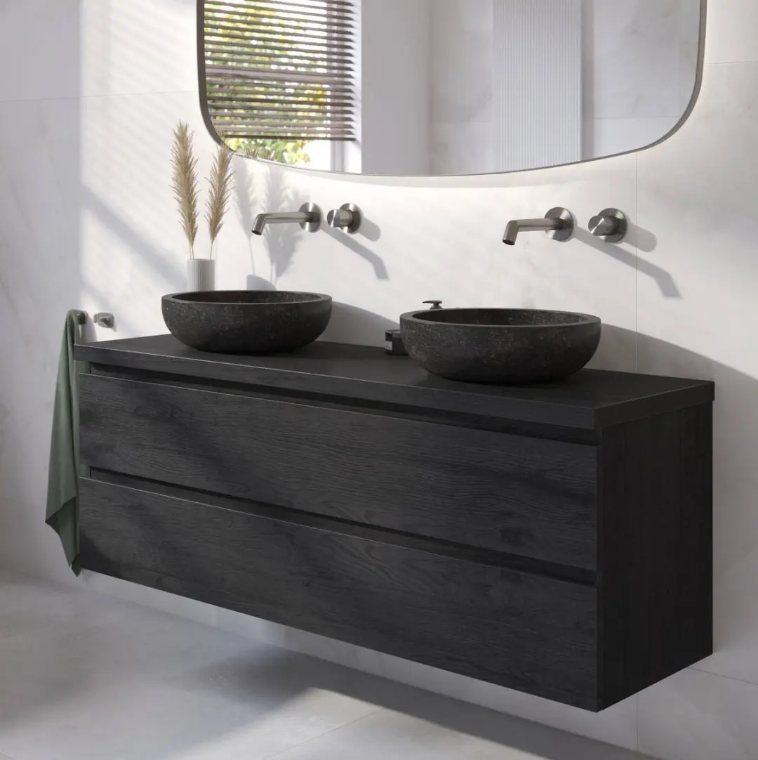 Saqu Nature Collection Waskom Ø40cm Zwart Natuursteen - afbeelding 2 van 6