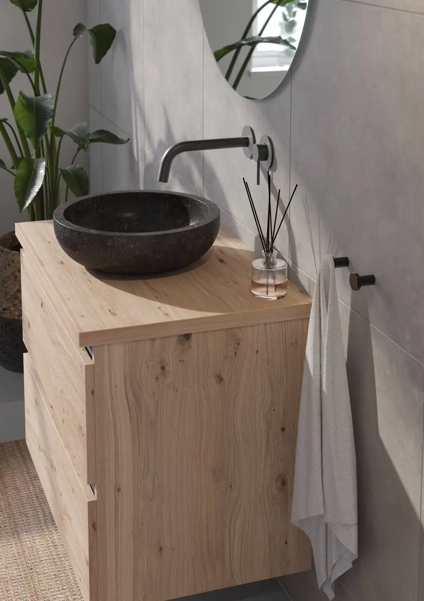 Saqu Nature Collection Waskom Ø40cm Zwart Natuursteen - afbeelding 5 van 6