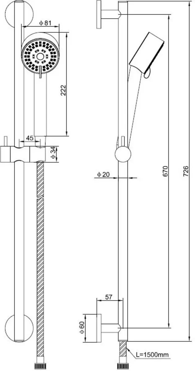 Saqu Shine Douchekraan - Complete Set met Glijstang 31207970 - afbeelding 3 van 3