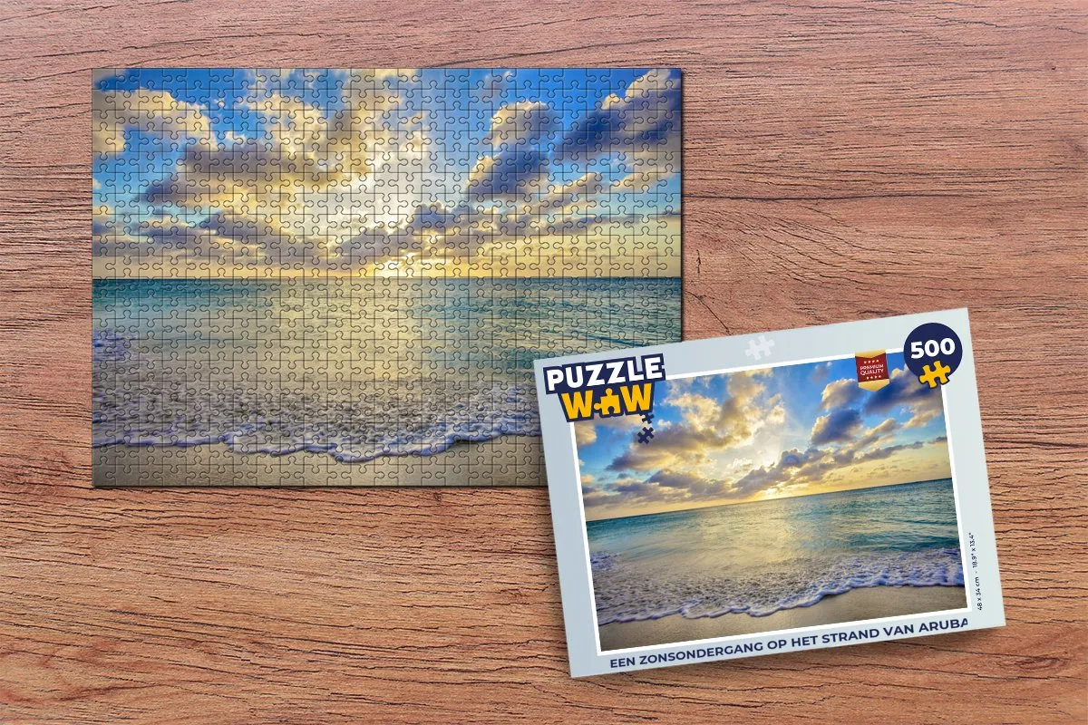 PuzzleWow Legpuzzel Aruba Zonsondergang 500 Stuks - Multicolor