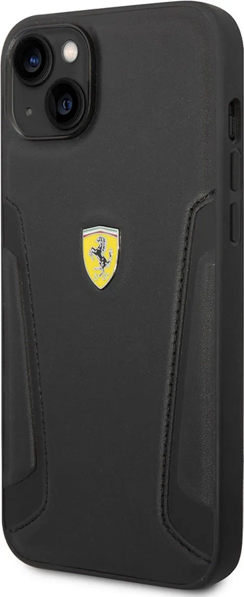 Ferrari iPhone 14 Backcase - Effen Zwart Leer
