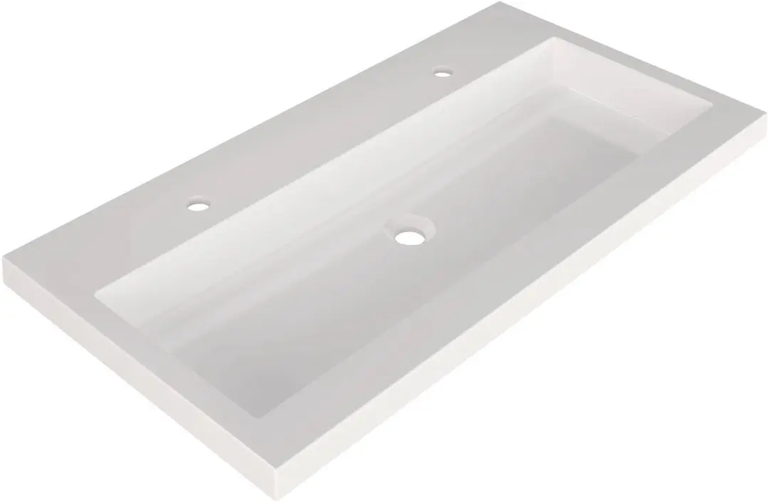 Saqu Straight Wastafel 2 kraangaten 100,5x51,5x4 cm Mat Wit