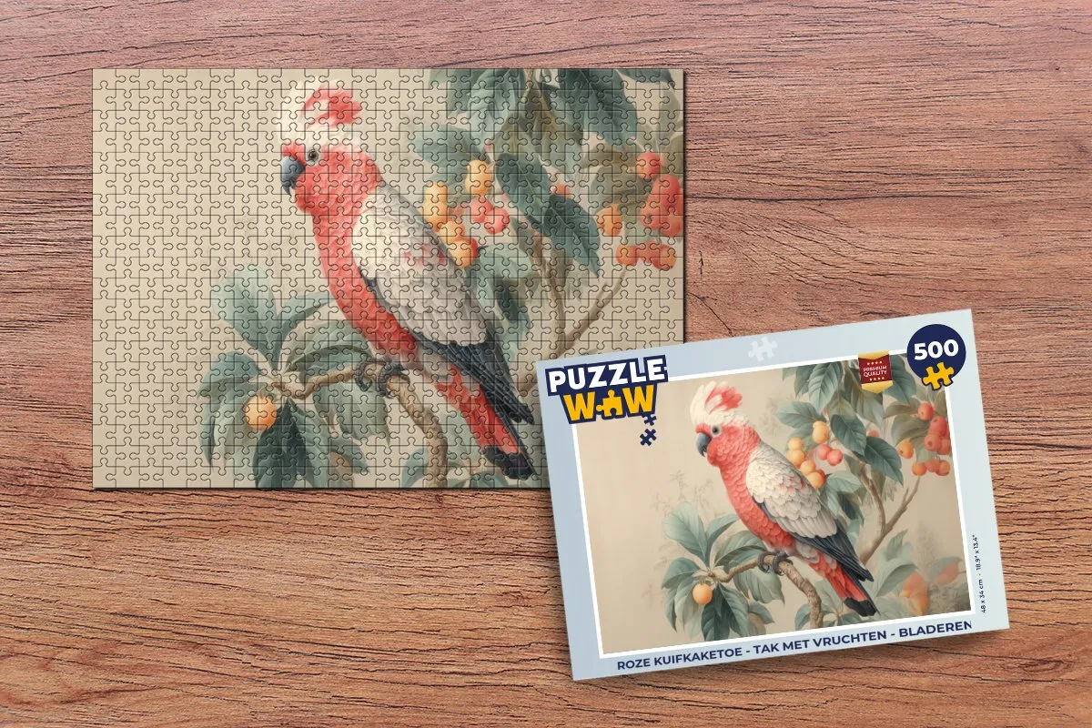 PuzzleWow Roze Kuifkaketoe Legpuzzel 500 Stuks