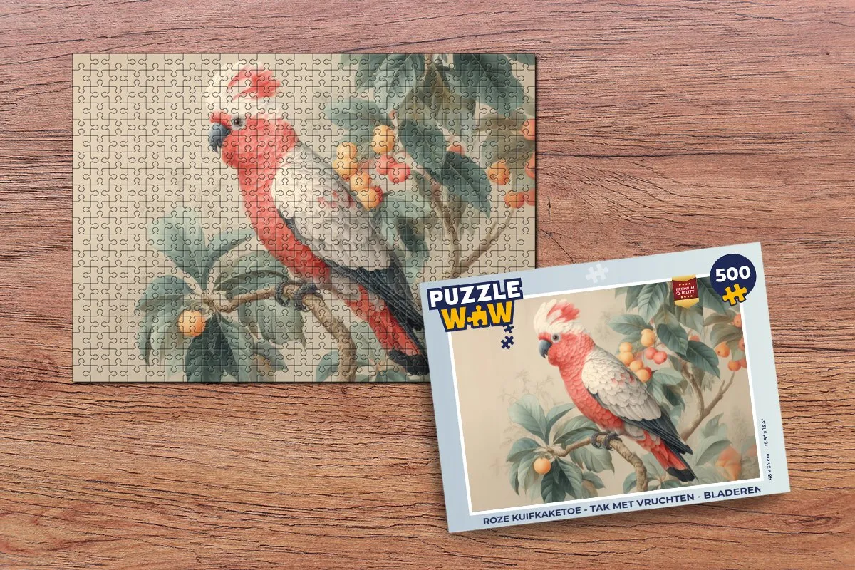 PuzzleWow Roze Kuifkaketoe Legpuzzel 500 Stuks