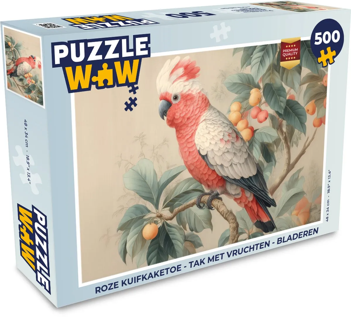 PuzzleWow Roze Kuifkaketoe Legpuzzel 500 Stuks