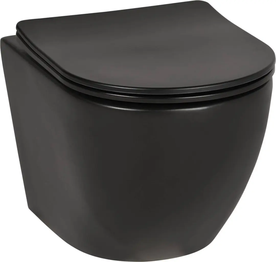 Saqu Please Compact Hangtoilet Mat Zwart - 36x48x32cm