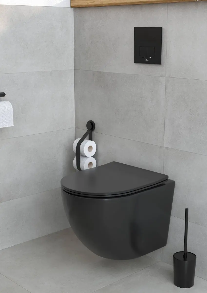 Saqu Please Compact Hangtoilet Mat Zwart - 36x48x32cm - afbeelding 4 van 6