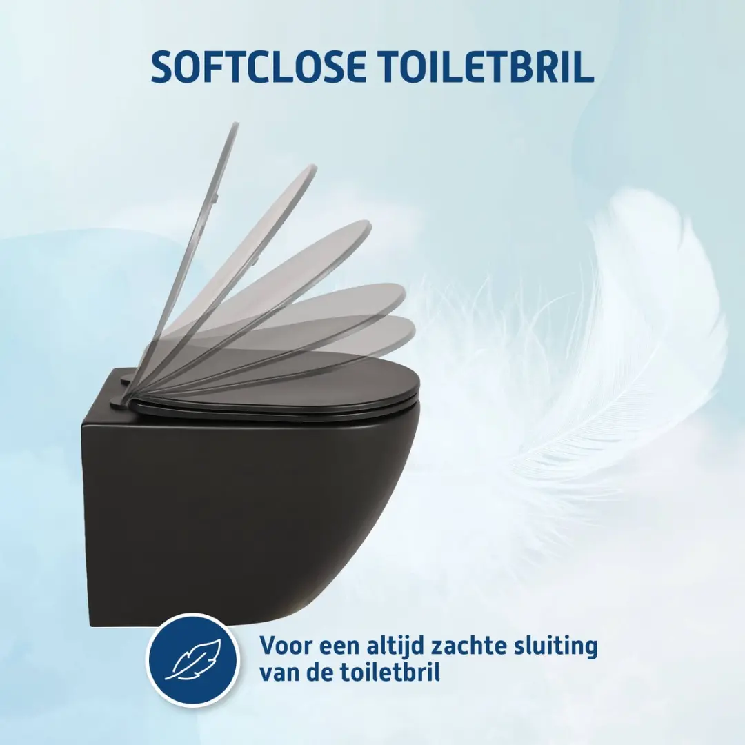 Saqu Please Compact Hangtoilet Mat Zwart - 36x48x32cm - afbeelding 3 van 6