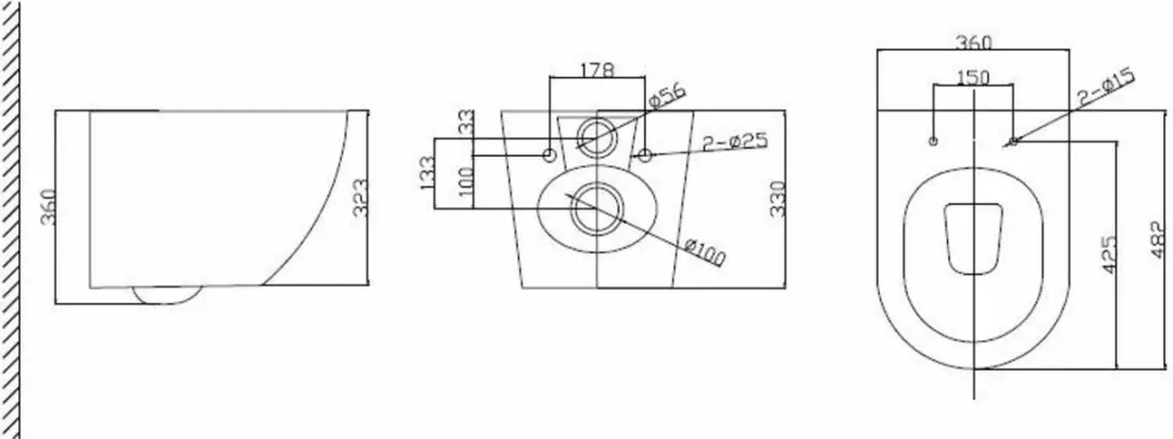 Saqu Please Compact Hangtoilet Mat Zwart - 36x48x32cm - afbeelding 6 van 6