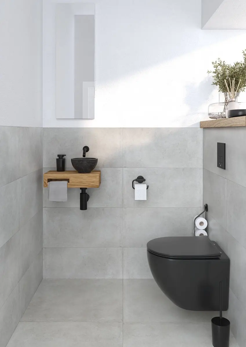 Saqu Please Compact Hangtoilet Mat Zwart - 36x48x32cm - afbeelding 5 van 6