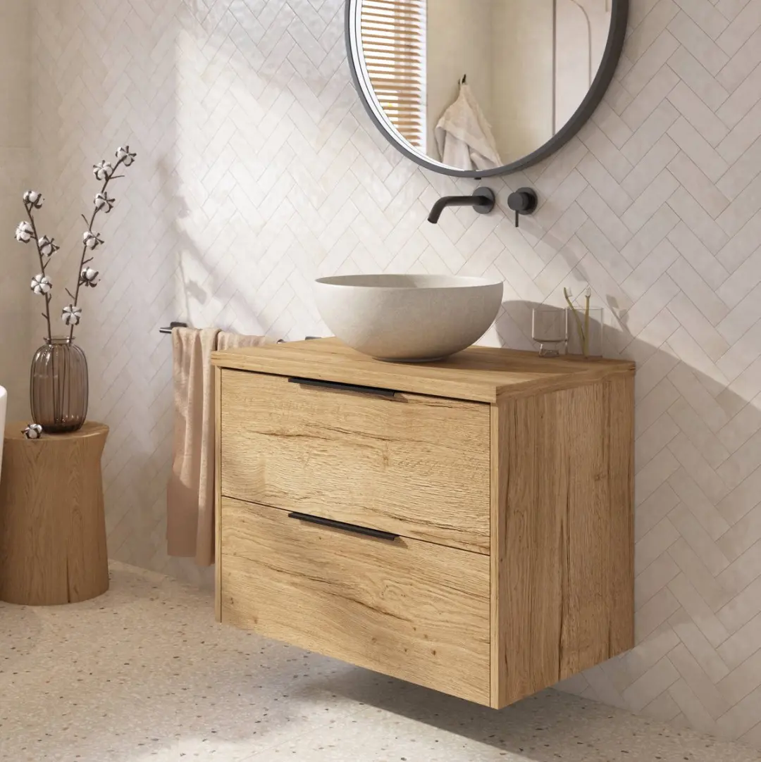 Saqu Lima badmeubel incl. afdekblad 80x51x62cm eiken marcato