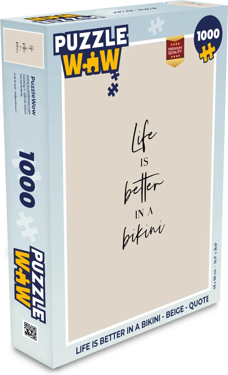 PuzzleWow Life is better in a bikini Legpuzzel 1000 Stuks