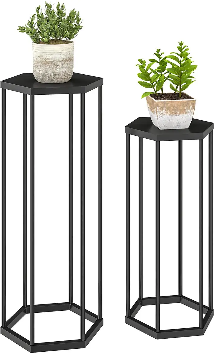 Outsunny Plantenstandaard Set-Metaal-31L x 27B x 75H cm-Zwart