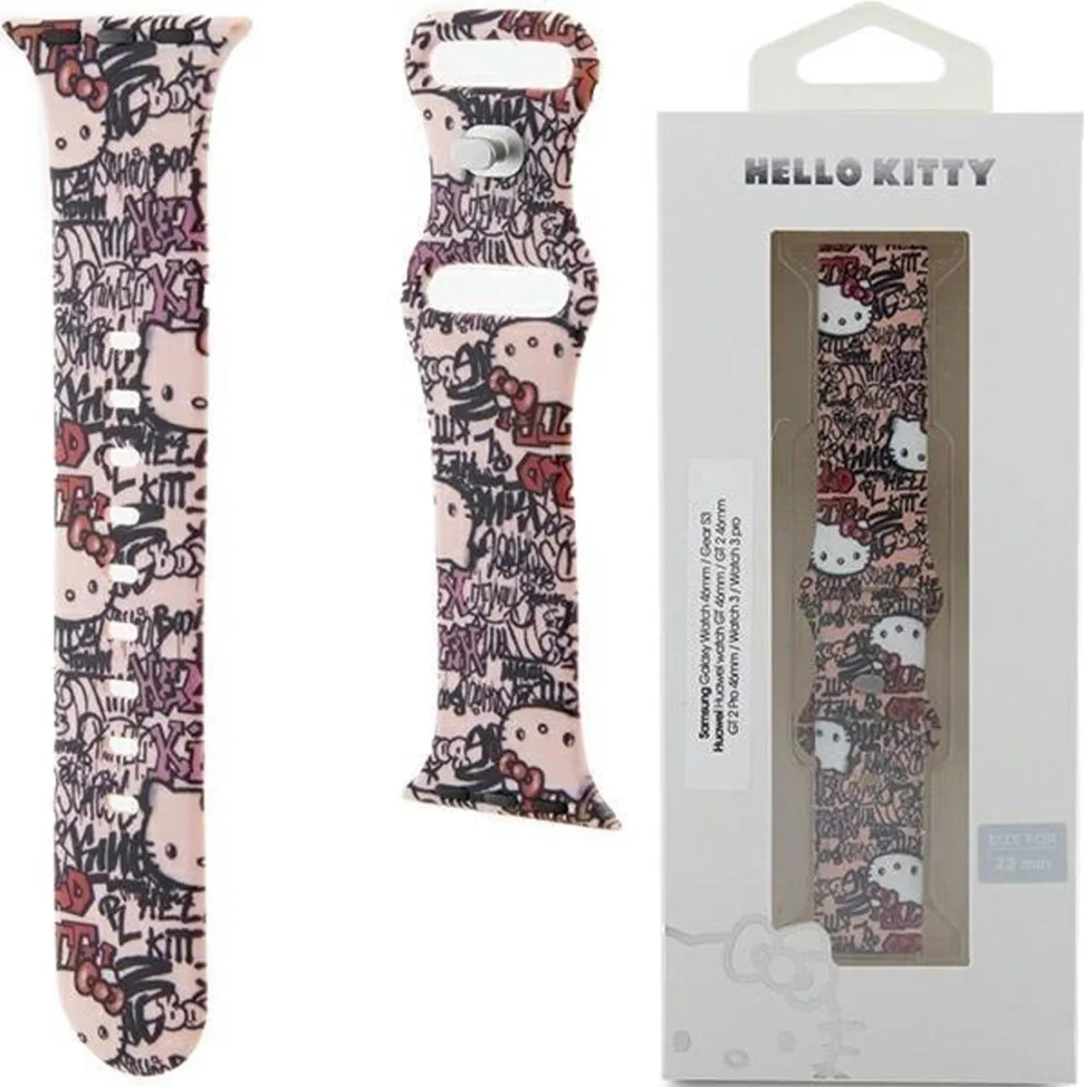Hello Kitty Siliconen Graffiti Band Apple Watch 38-41mm - Roze