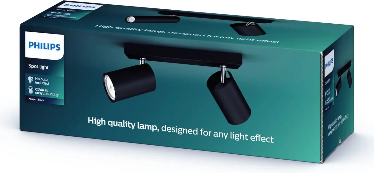 Philips Kosipo Opbouwspot 2-lichts - Zwart