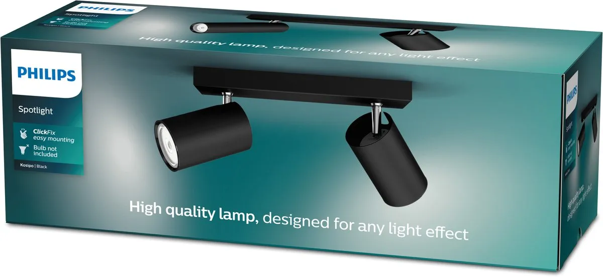 Philips Kosipo Opbouwspot 2-lichts - Zwart