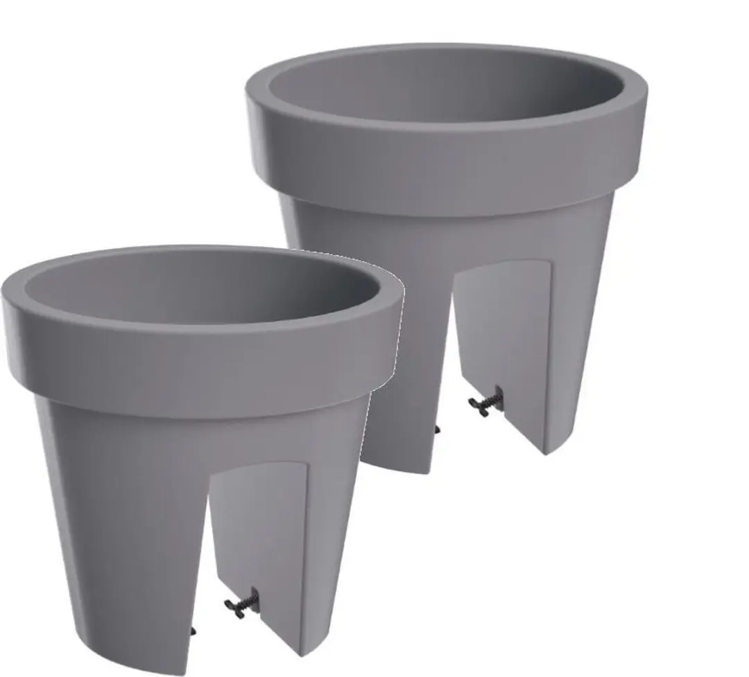 Bloembak Balkonbak Lofly Railing 25x25x23cm STEENGRIJS Prosperplast / 2 STUKS ! /