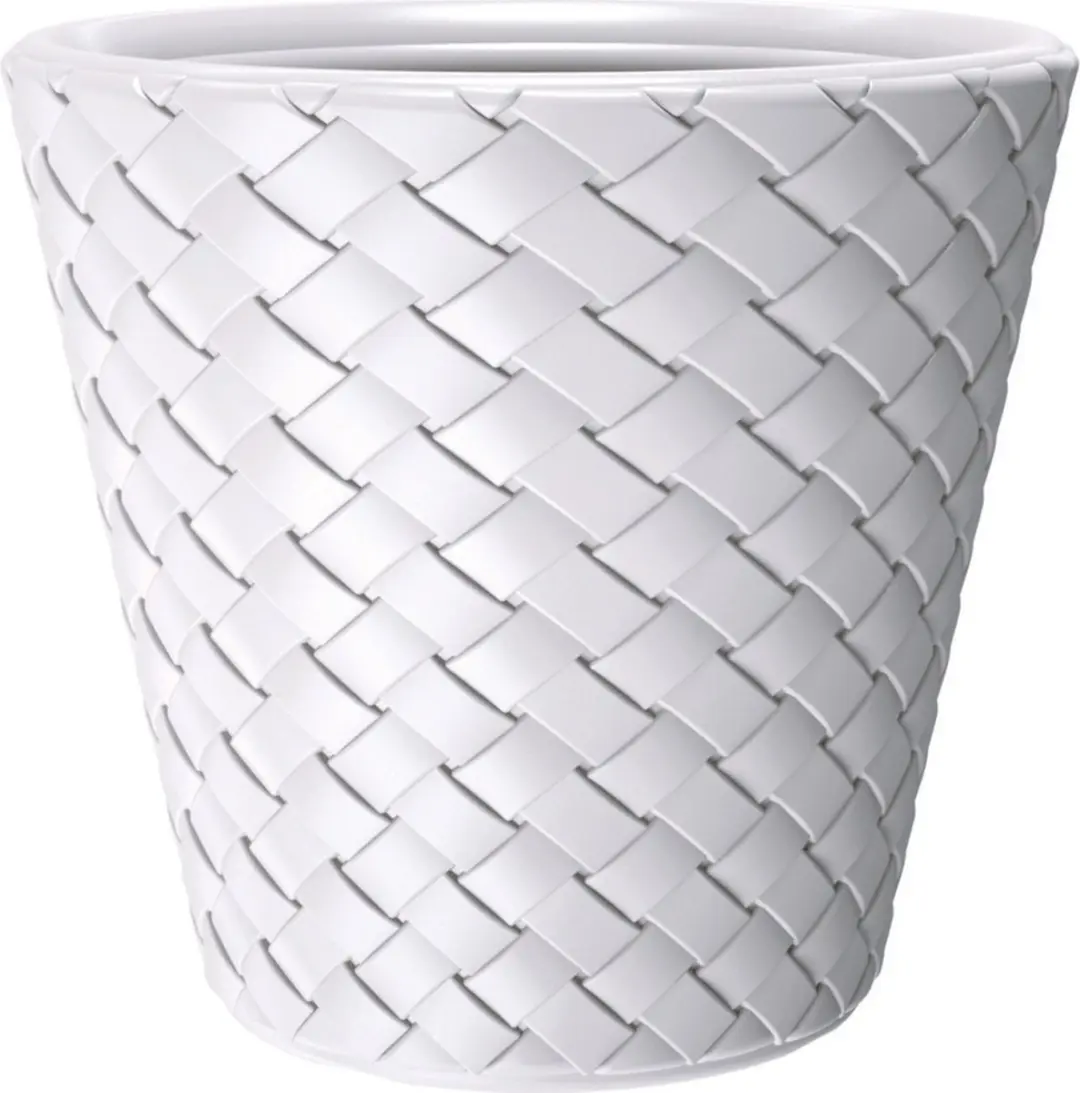 Prosperplast Bloempot Matuba - wit - rotan - 19 Liter - D35 cm - kunststof - Binnen/buiten - Decoratief