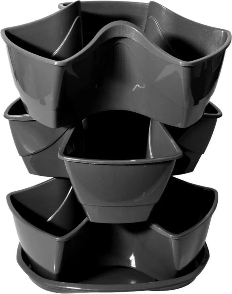 Prosperplast Coubi Bloempot 30x38cm - Graphite - afbeelding 4 van 6