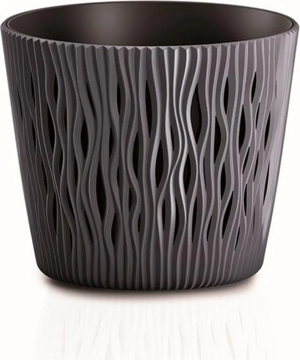 SANDY ROUND plastic potten ROUND antracietkleurige