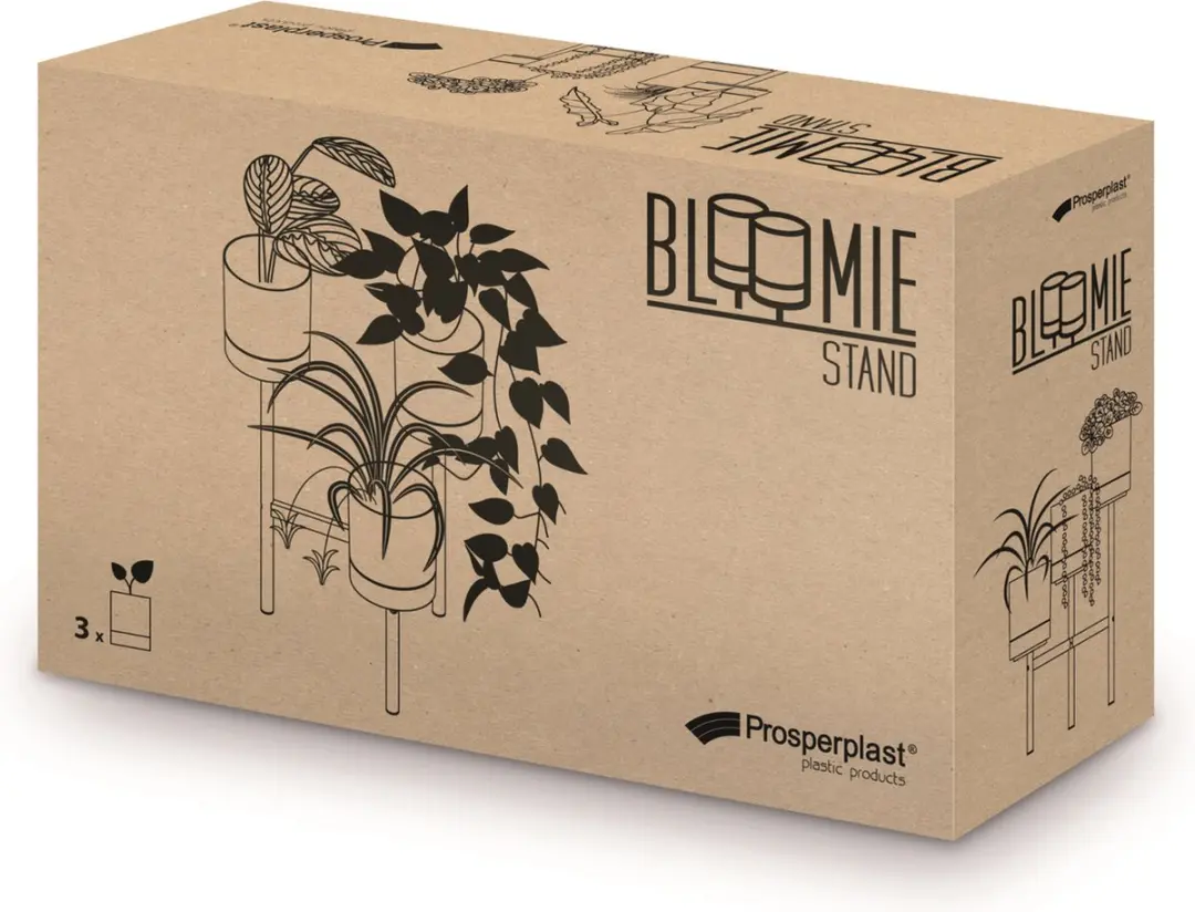 Prosperplast Bloomie Stand 125cm Wit - 3 Potten - afbeelding 2 van 4