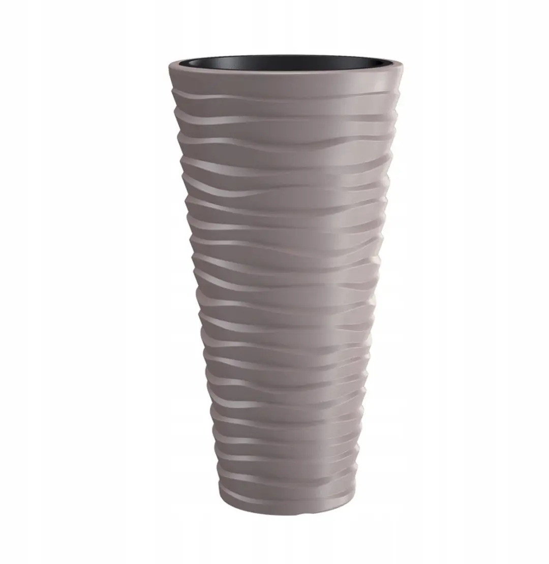 Zandpot Mocca 75cm hoog, 3D golfpatroon, vorstbestendig