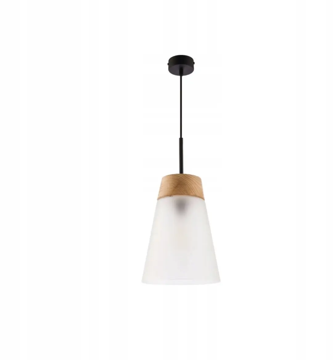DOMINO Hanglamp Glas Hout Zwart/Hout E27 60W