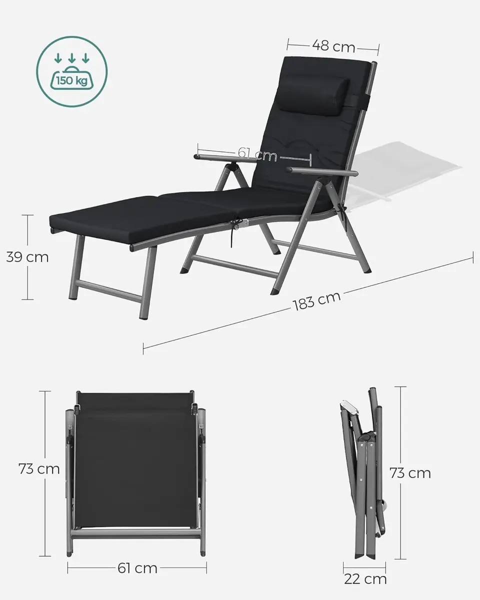 Songmics GCB24BK Loungestoel - Zwart - afbeelding 5 van 6
