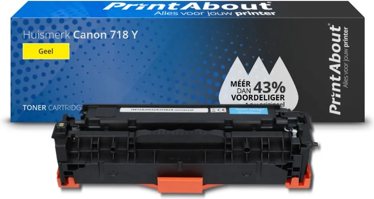 PrintAbout Huismerk Canon 718 Y-PA Toner - Geel - 3.200 Pagina's