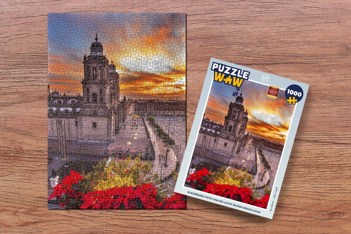 PuzzleWow Legpuzzel 1000 Stuks - Mexico Stad Lucht Multicolor