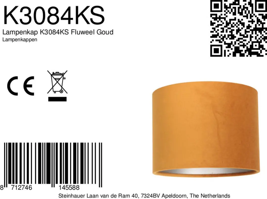 Steinhauer K3084KS Textiele Lampenkap - Geel - Ø20cm - afbeelding 5 van 6