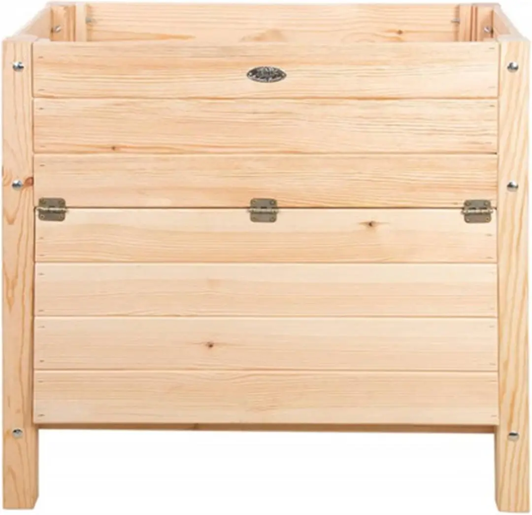 Esschert Design Plantenbak met opbergruimte Fancy Flames verhoogde tuinbak 65 Li