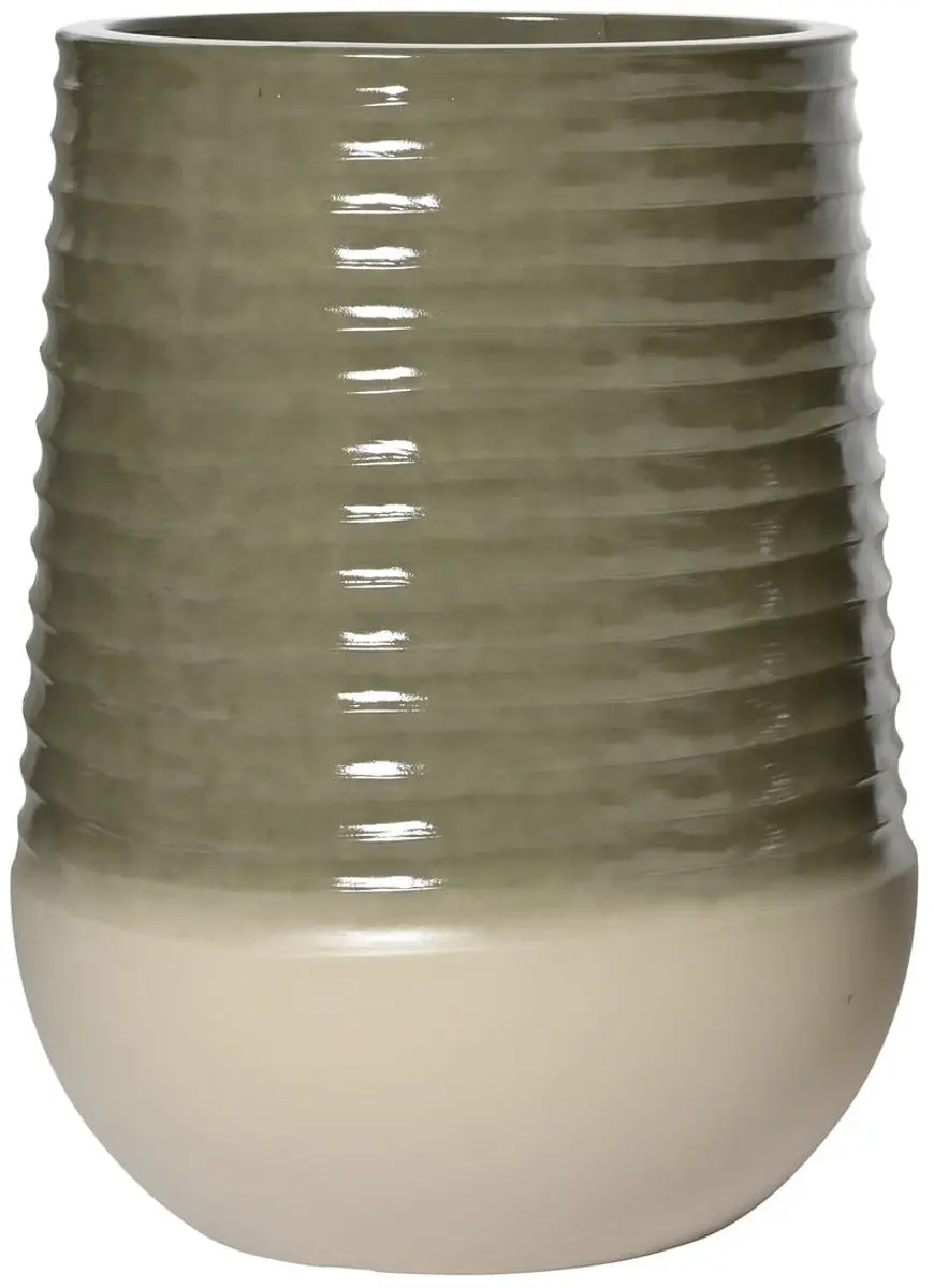 Kaemingk Plantenvaas Jamie L geribd Groen-wit Ø 53 x 69.5 cm