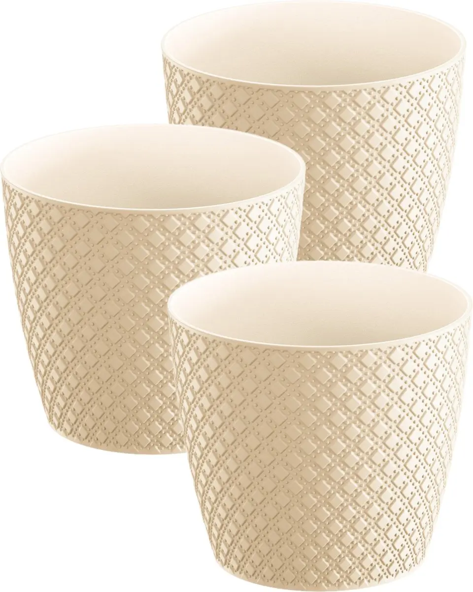 3x stuks orient stijl plantenpot/bloempot kunststof dia 16 cm en hoogte 14 cm in