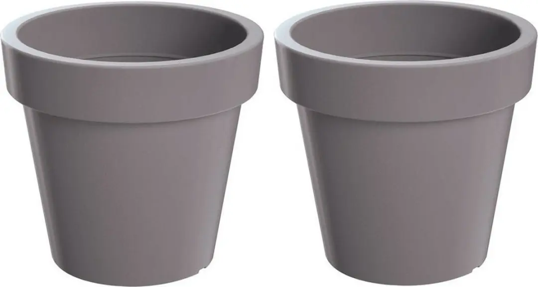 Prosperplast Bloempot - 2x stuks - binnen en buiten - D60xH52 cm - steengrijs - kunststof - plantenpot