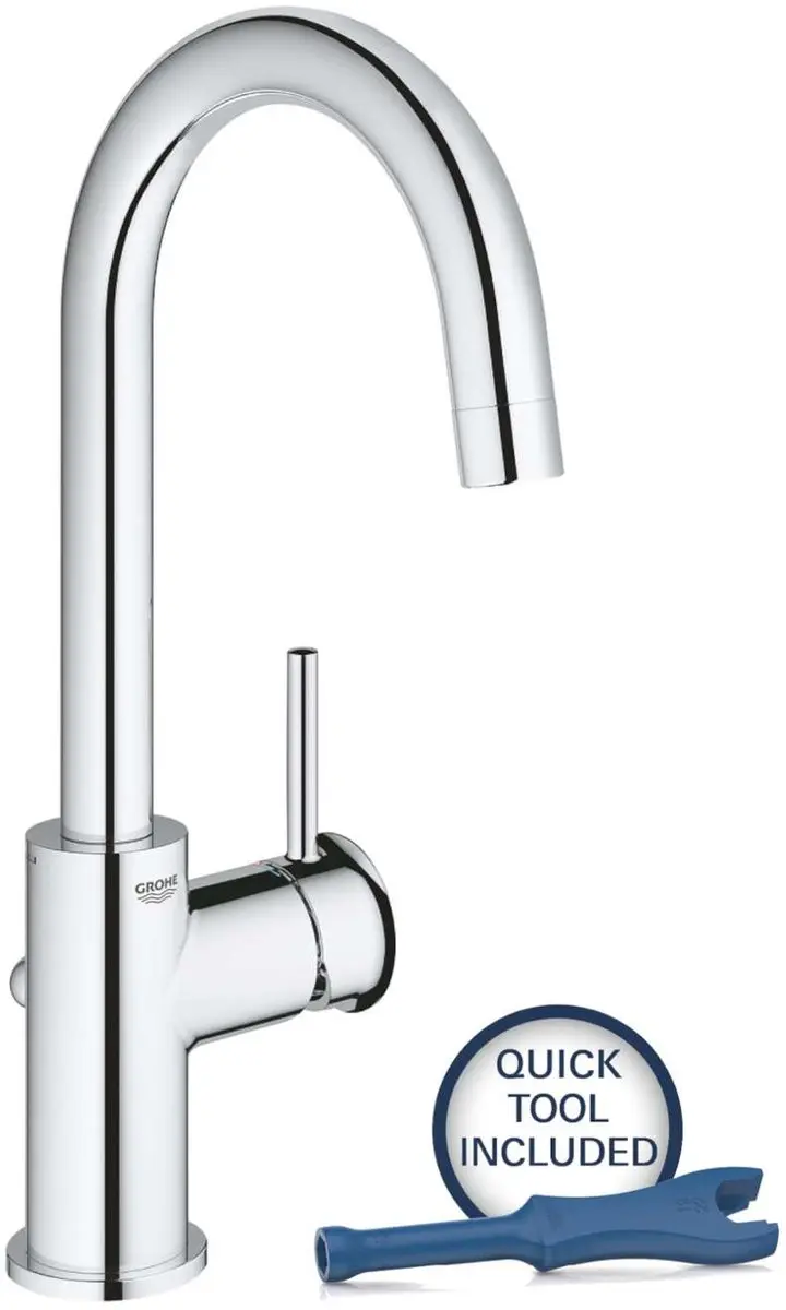 GROHE Start Classic waterbesparende wastafelkraan L-size met afvoerplug met hoge
