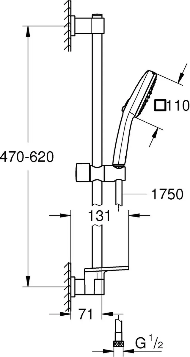 Grohe Vitalio Comfort Doucheset 26929001 - Chroom - afbeelding 2 van 6