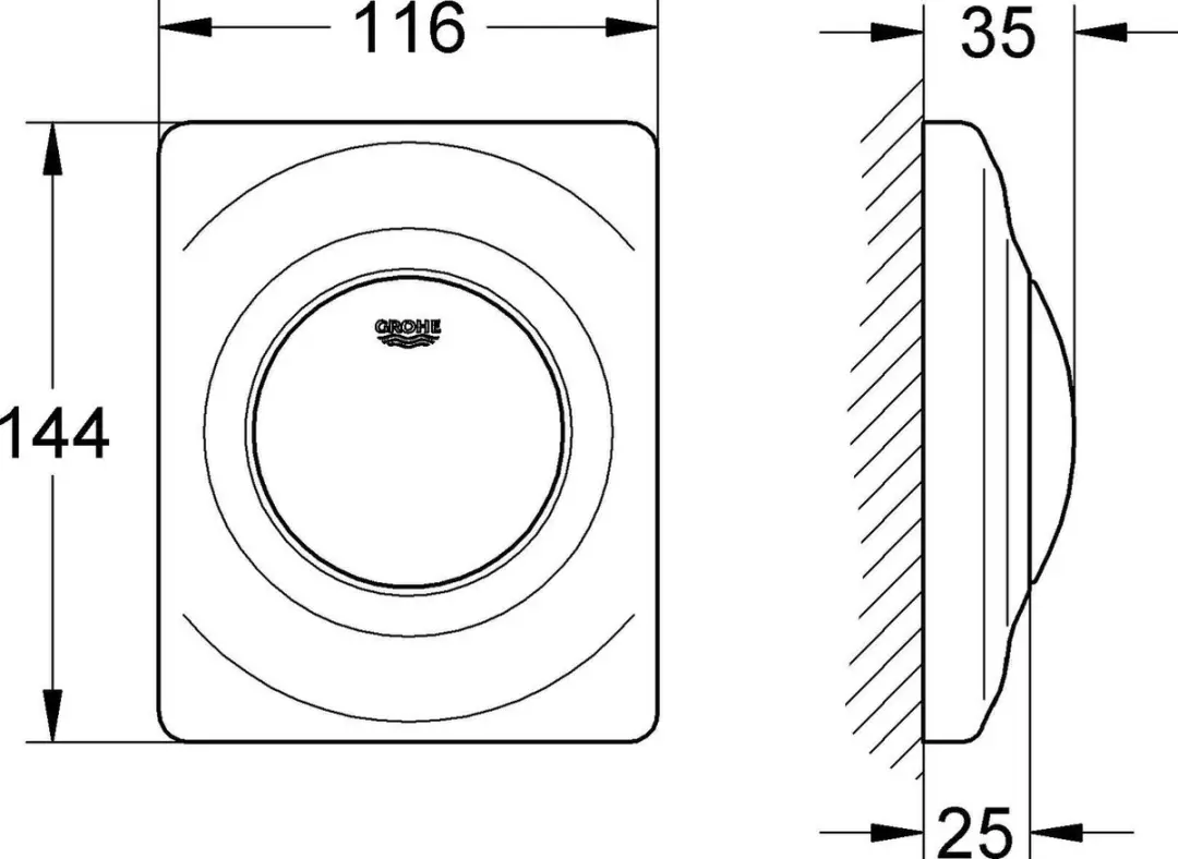 GROHE Surf Bedieningsplaat Urinoir - Chroom - afbeelding 4 van 6