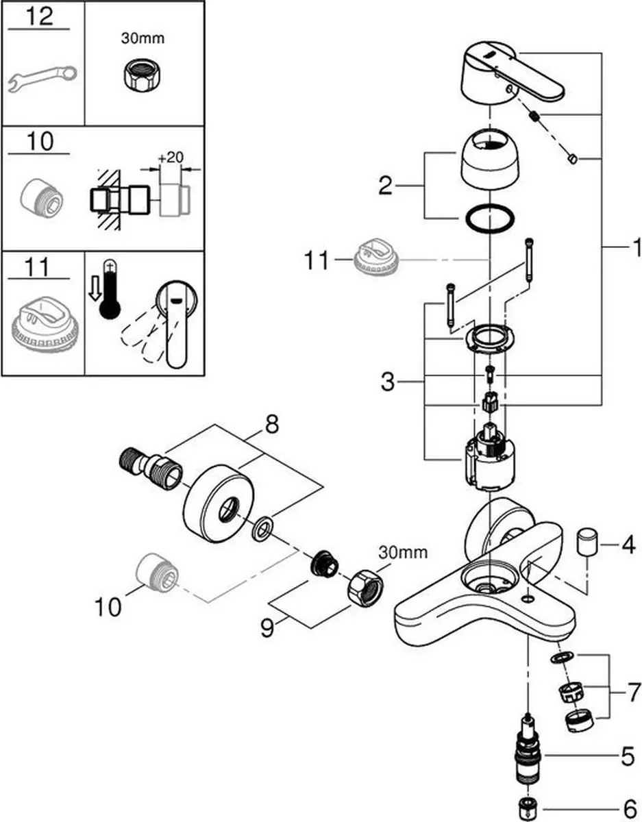GROHE QuickFix Get Badkraan 15cm - Chroom - afbeelding 6 van 6