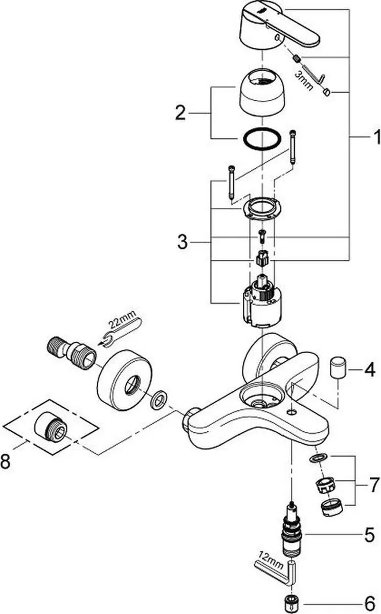 GROHE QuickFix Get Badkraan 15cm - Chroom - afbeelding 2 van 6