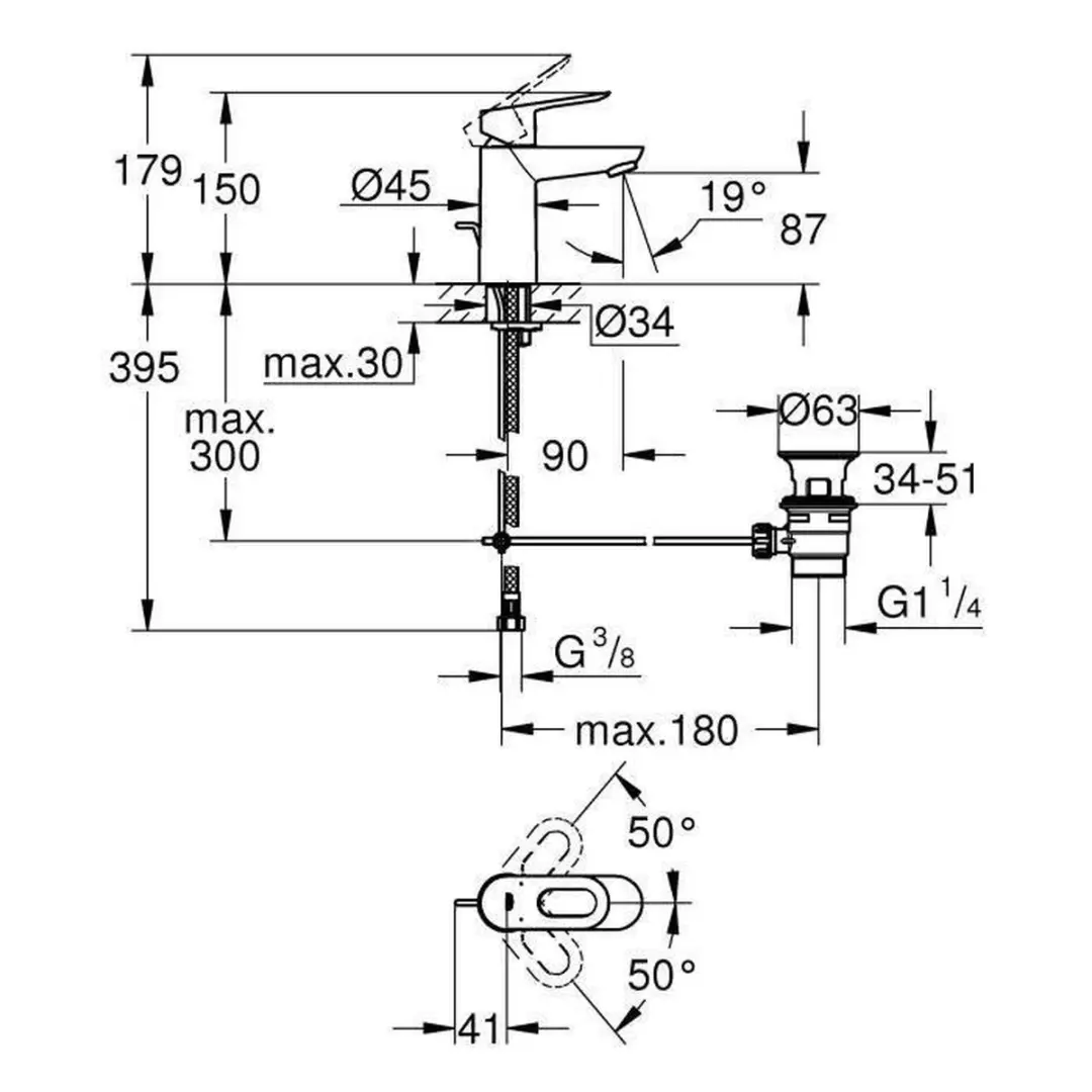 GROHE BauLoop Wastafelmengkraan 23335000 Lage uitloop - afbeelding 4 van 6