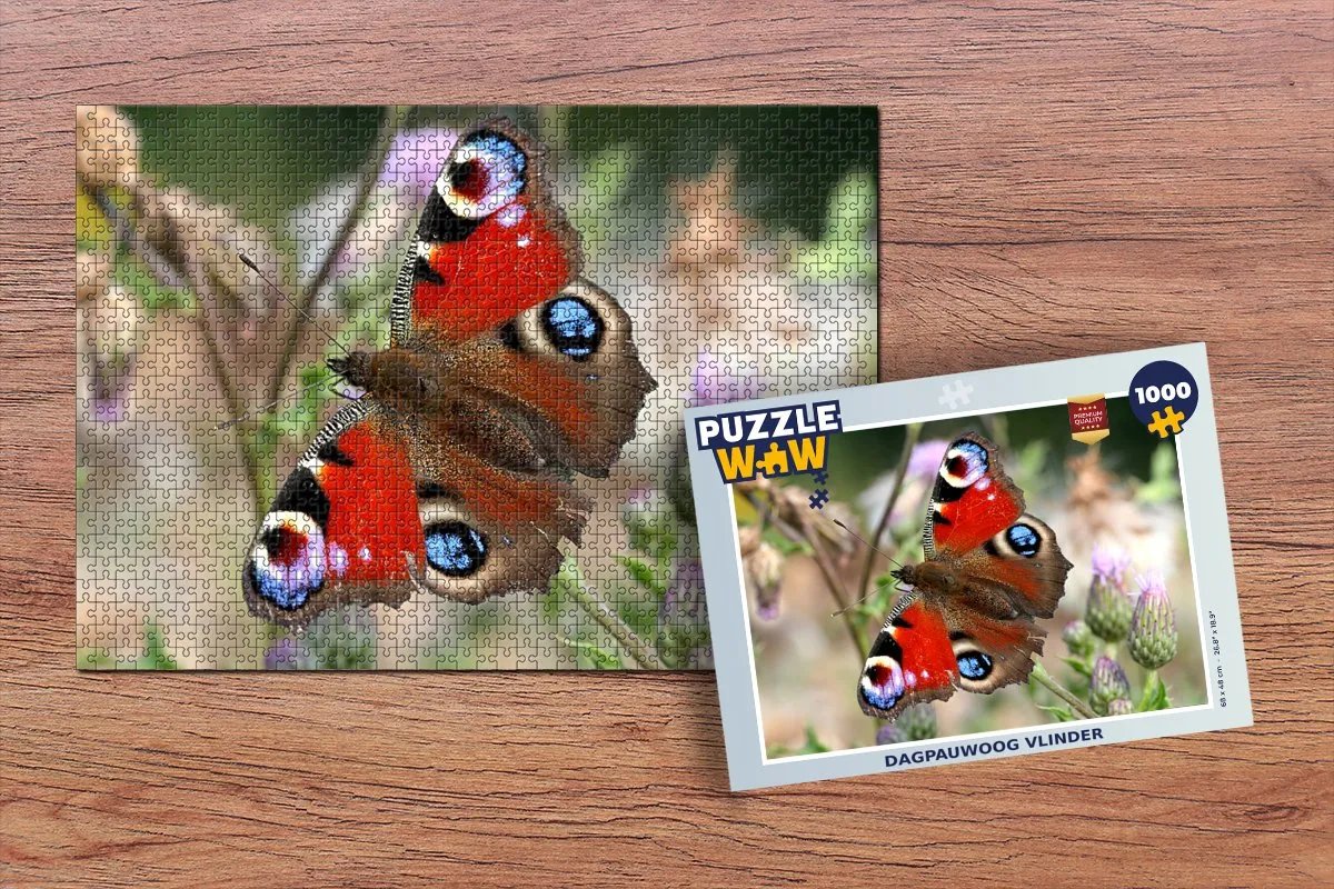 PuzzleWow Dagpauwoog Vlinder Legpuzzel 1000 Stuks - Multicolor