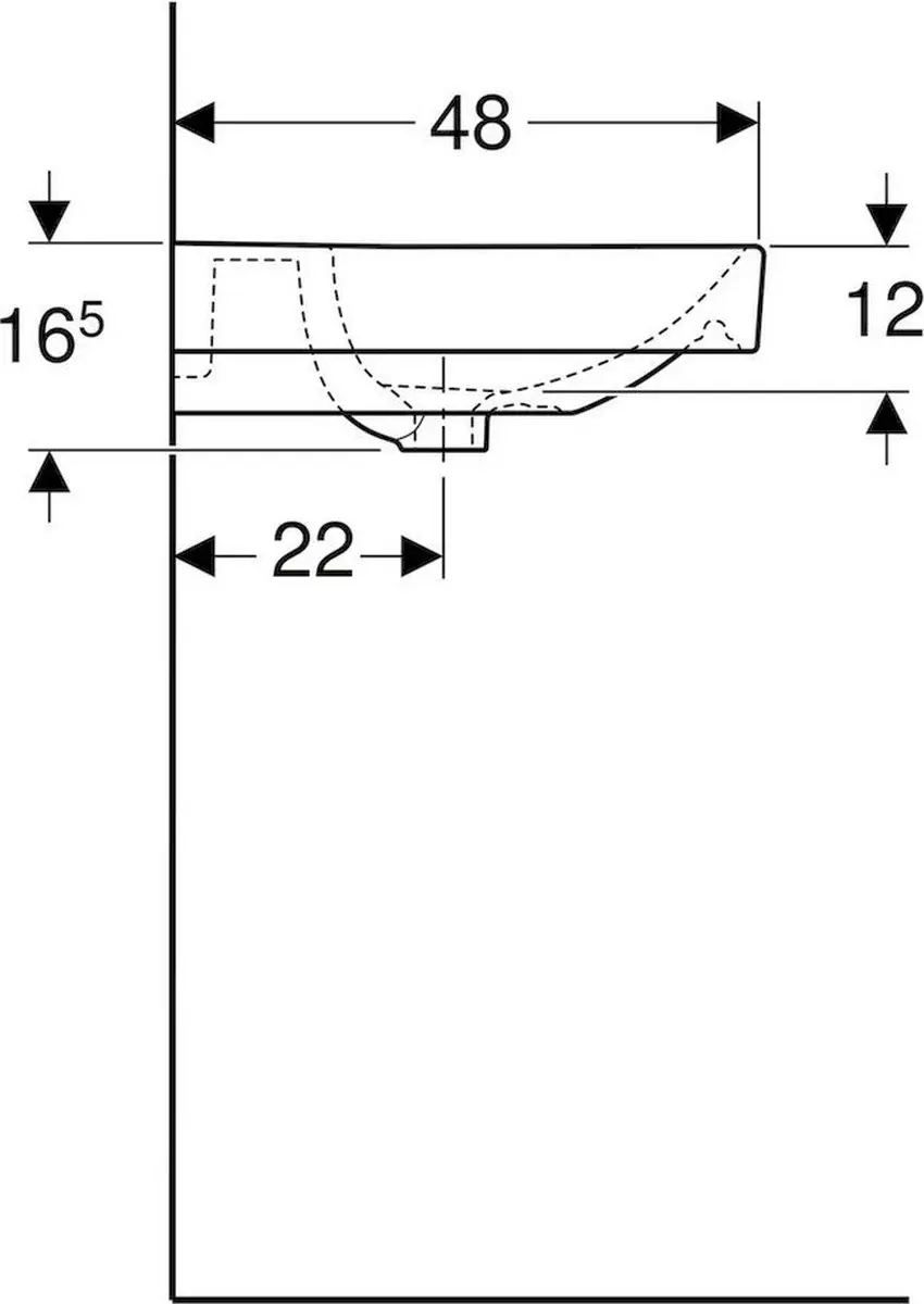 Geberit Smyle Wastafel 60cm - 1 Kraangat - Wit - afbeelding 5 van 6