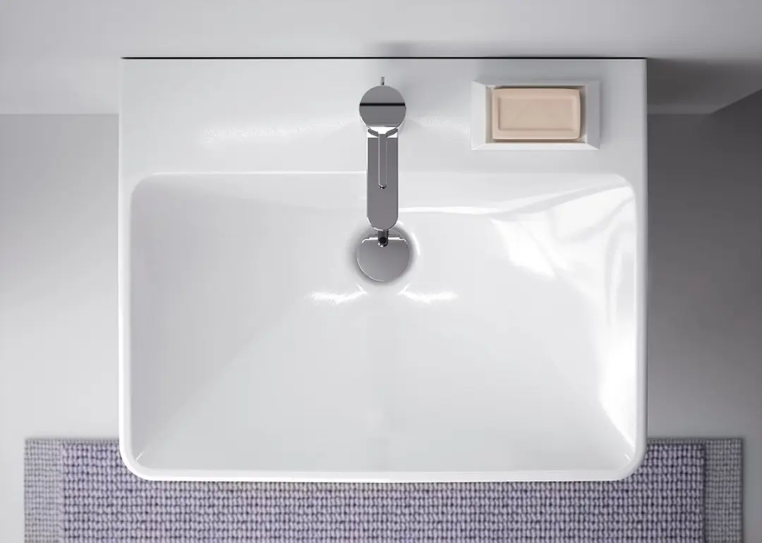 Geberit Smyle Wastafel 60cm - 1 Kraangat - Wit - afbeelding 2 van 6
