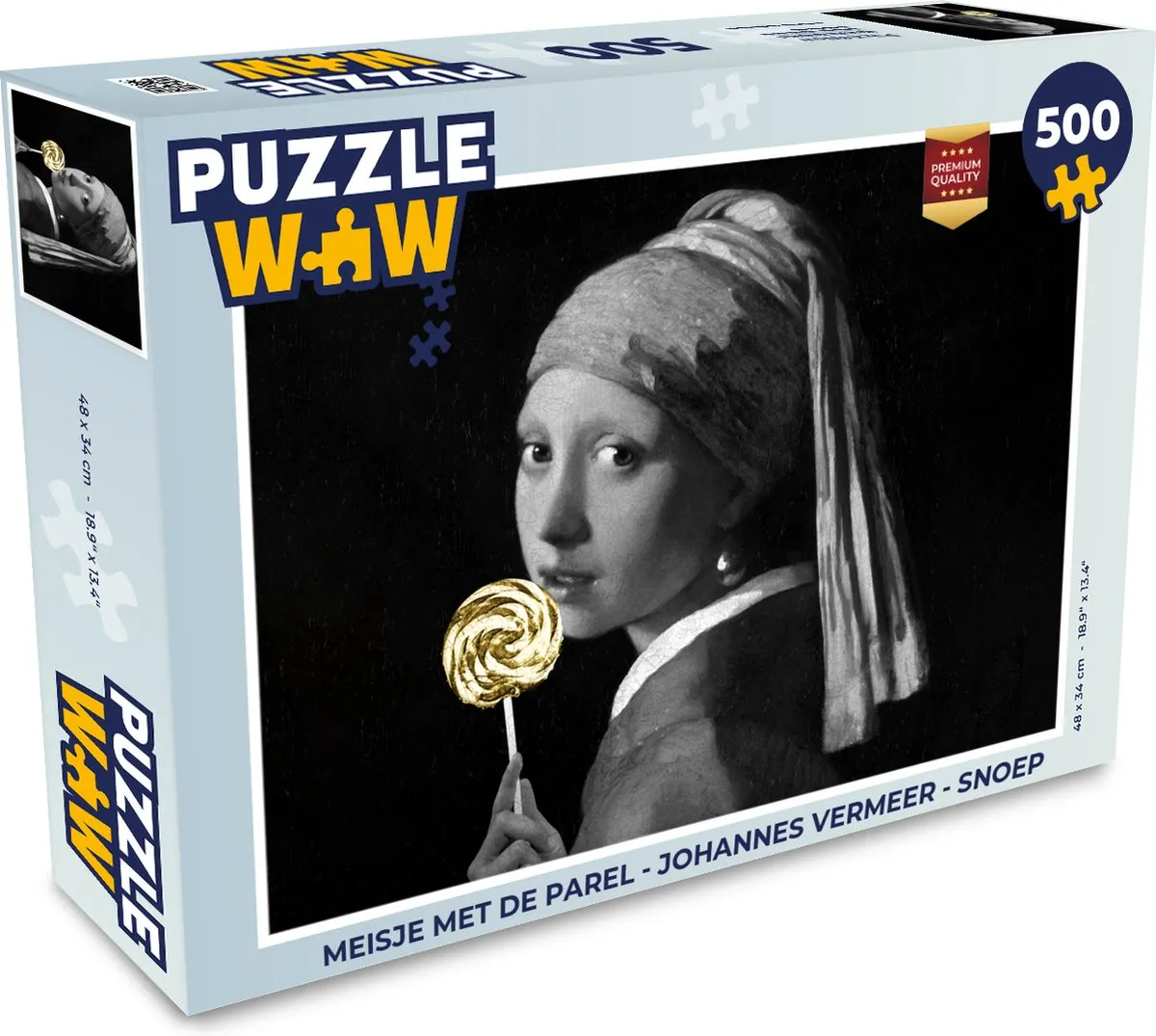 PuzzleWow Meisje met de parel Legpuzzel 500 Stuks - Multicolor