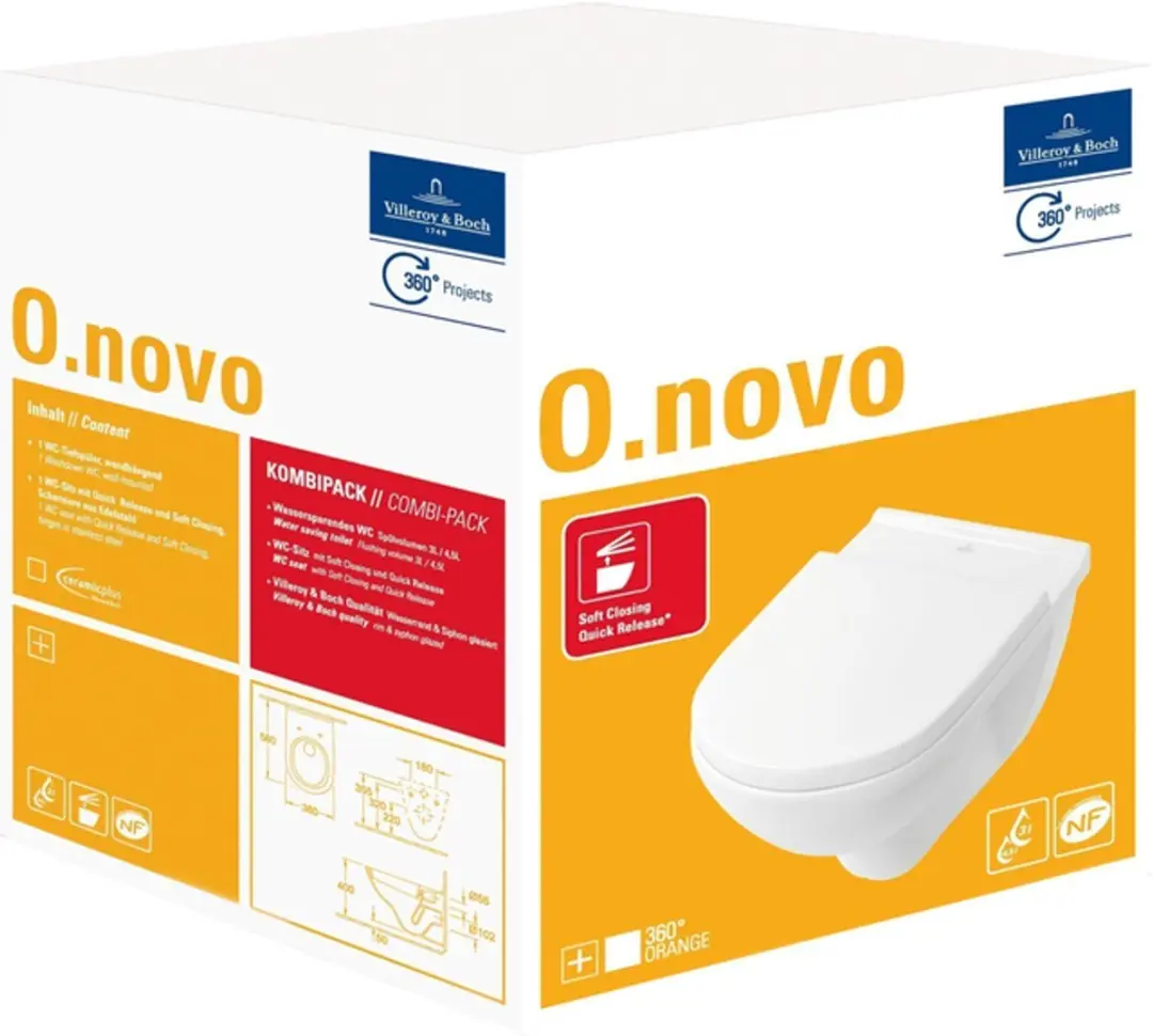 Villeroy & Boch O.Novo Hangtoilet CeramicPlus Wit - afbeelding 2 van 6